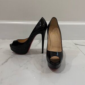 Christian Louboutin lady Black Peep-Toe Stiletto Heels euro 37